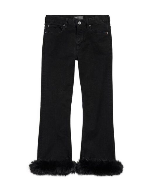 Balenciaga Black Flared Trim Detailed Pants
