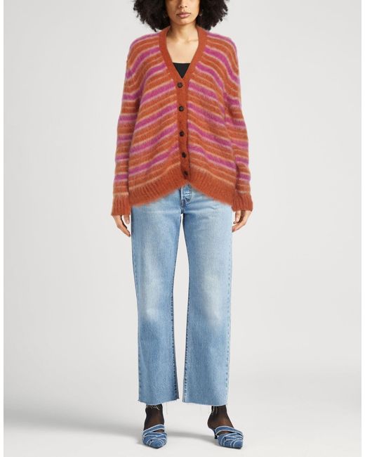 Marni Red Striped Knitted Cardigan
