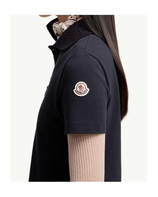 Moncler Blue Cotton Piquet Polo Mini Dress