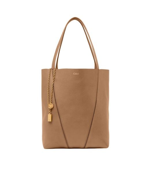 Chloé Brown Grained Leather Tote Bag