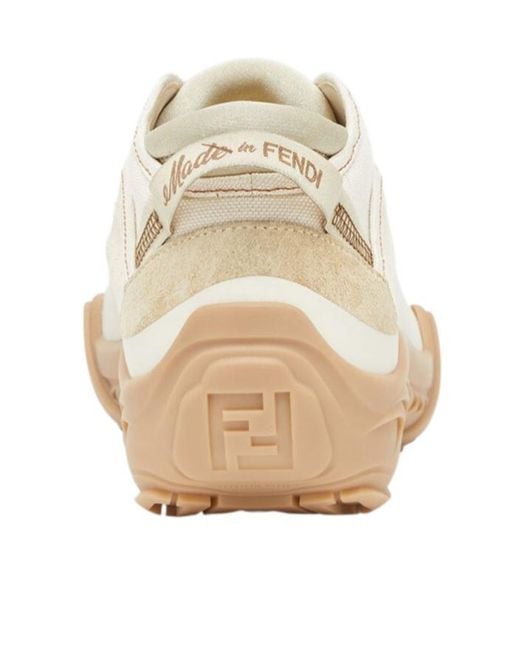 Fendi Natural Monogrammed Panel Lace-Up Sneakers for men