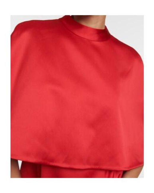 Carolina Herrera Red Shawl Satin Dress