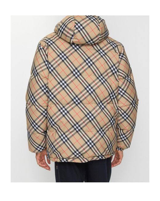 Burberry Black Down Reversible Check Puffer Jacket for men