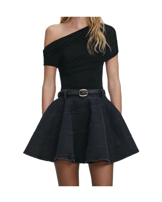 Self-Portrait Black Asymmetric-Design Top