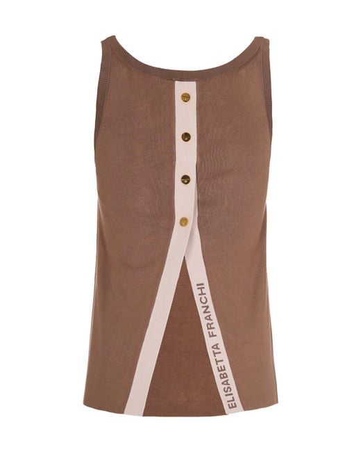 Elisabetta Franchi Brown Button Detailed Knit Top