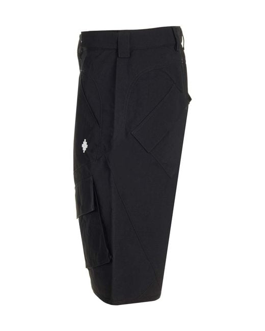Marcelo Burlon Black County Of Milan Cross Embroidered Shorts for men