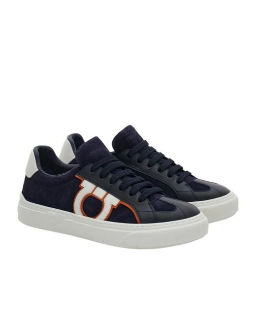 Ferragamo Blue Gancini Sneaker for men