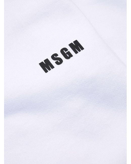MSGM White Logo Printed Jogging Pants for men