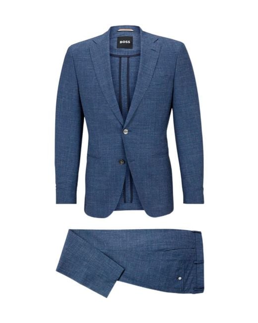 Boss Blue Long-Sleeved Coat, Belt Loop Pants, Suit Set for men