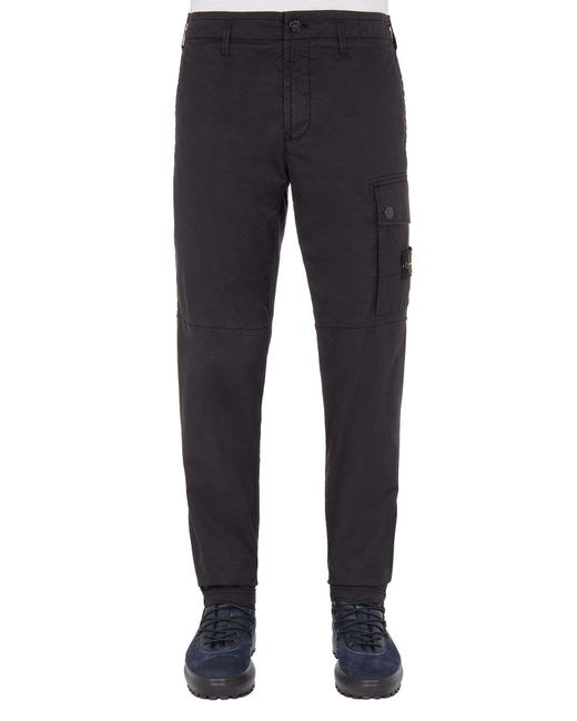 Stone Island Black Compass-Patch Cargo Trousers for men