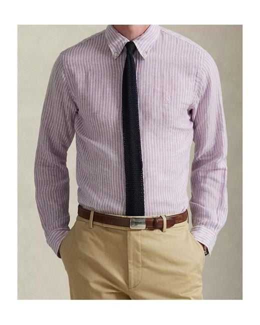 Polo Ralph Lauren Purple Striped Long Sleeved Shirt for men