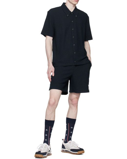 Thom Browne Blue University Stripe-Print Track Shorts for men