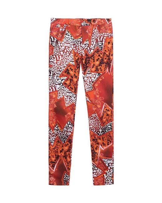 Versace Jeans Red Printed Casual Pants