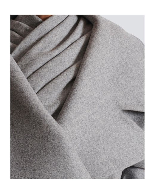 Balmain Gray Wool-Cashmere Oversized Pea Coat