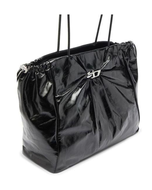 DIESEL Black Scrunch-D Drawstring-Detail Shoulder Bag