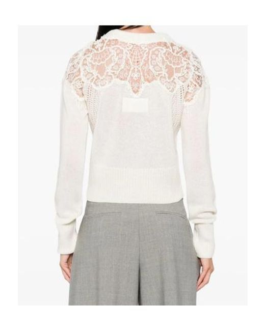 Ermanno Scervino White Lace-Insert Sweater