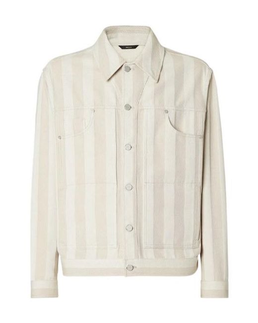 Fendi White Pequin Striped Denim Jacket for men