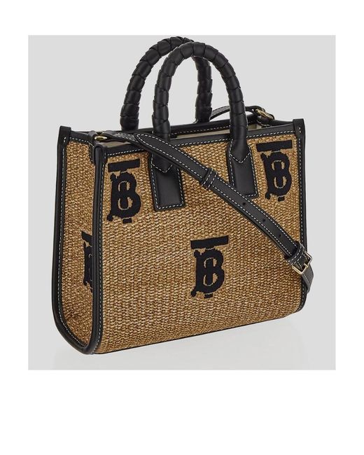 Burberry Black Mini Freya Woven Tote Bag