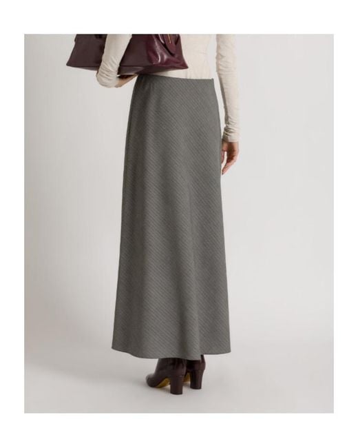 Alberta Ferretti Gray A-Line Skirt With Herringbone Weave