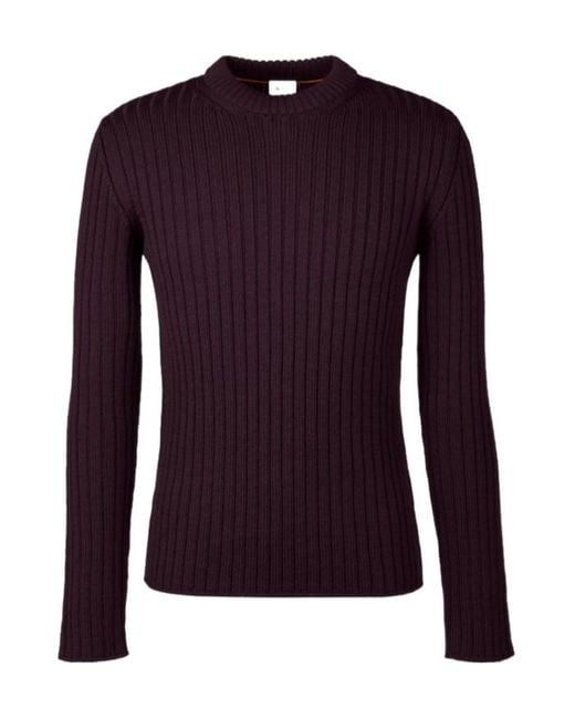 Tod's Purple Ribbed Crew-Neck Sweater for men