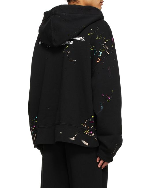 Palm Angels Black Palm-Printed Drawstring Hoodie for men