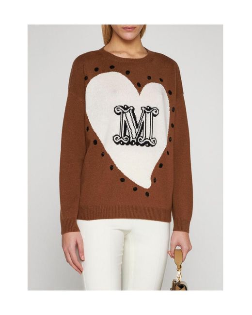 Max Mara Brown Panaria Long-Sleeved Knitted Sweater