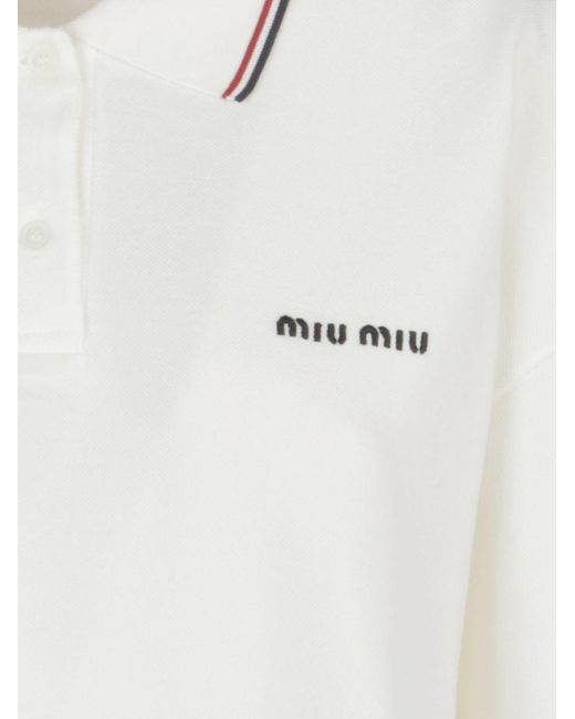 Miu Miu White Piqu Polo Shirt