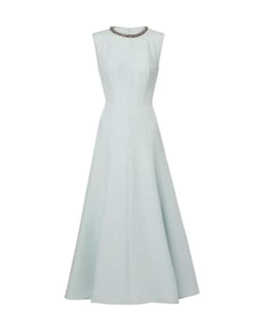 Roland Mouret Blue Embellished Wool And Silk Midi Dress