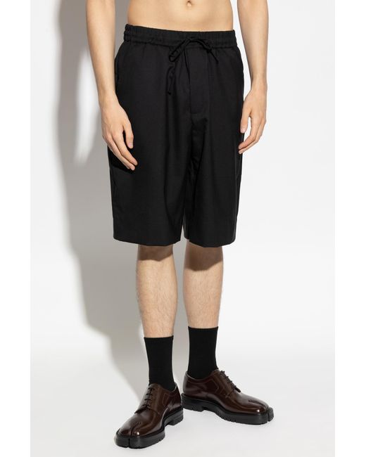 Officine Generale Black Cotton Bermuda Shorts for men