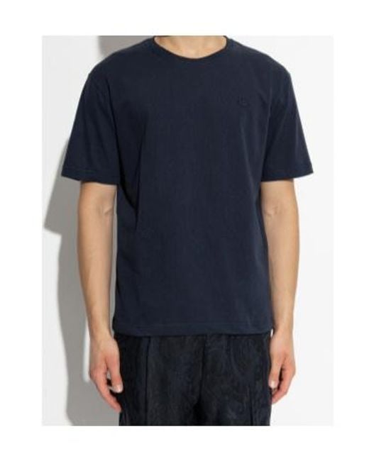 Etro Blue Logo Embroidered Crewneck T-Shirt for men