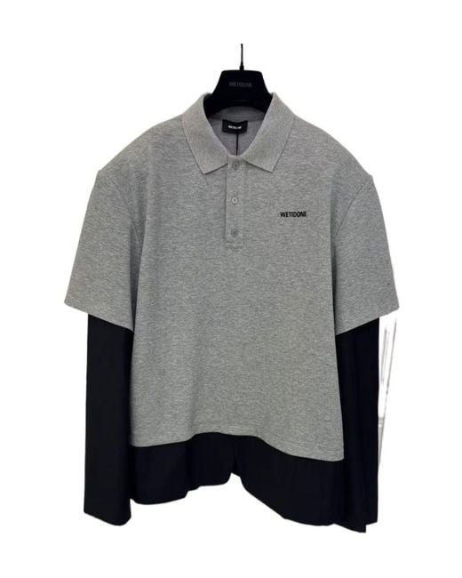 we11done Gray Double-Layer Polo Shirt for men