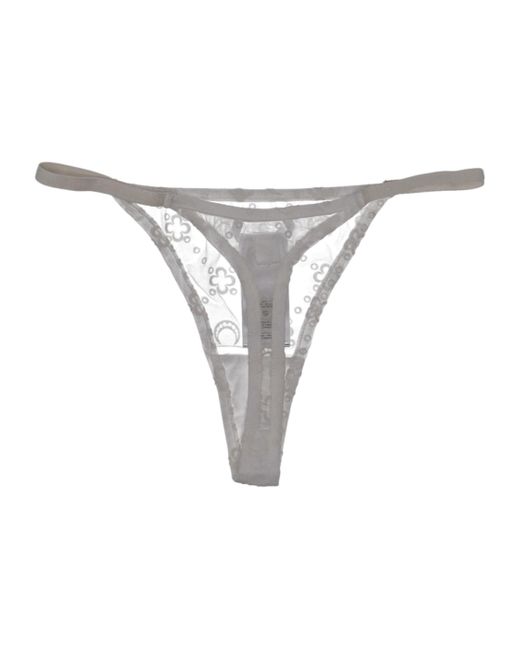 MARINE SERRE Gray Mesh Flocked Thong