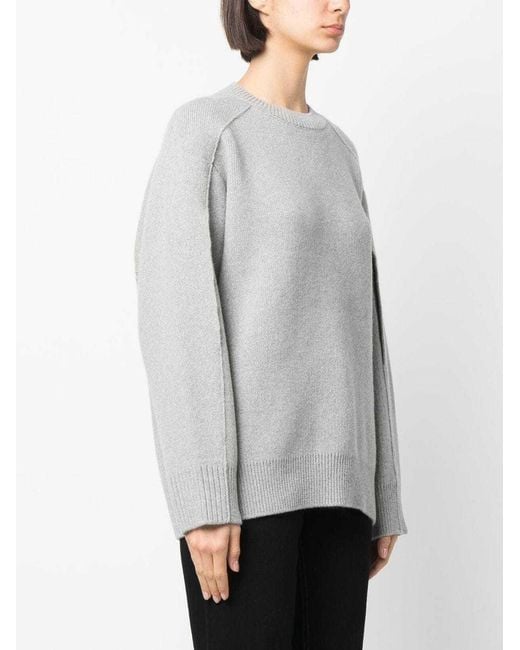 Lanvin Gray Round-Neck Cape-Back Jumper