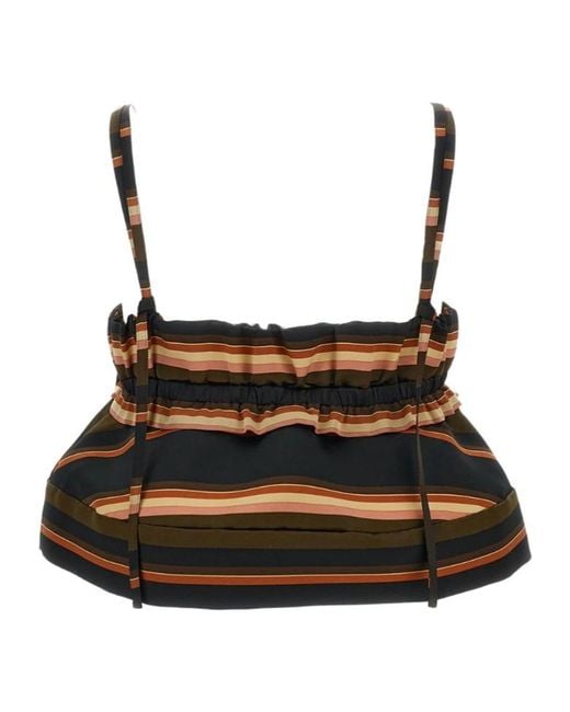 Sacai Black Striped Ruched Camisole Top