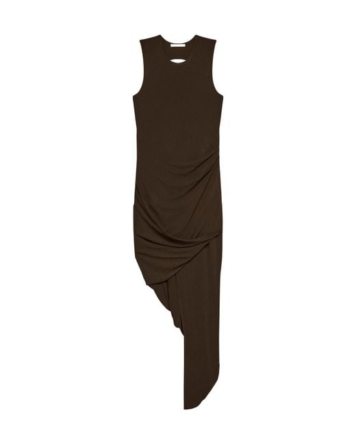 Helmut Lang Brown Twisted Drape Dress
