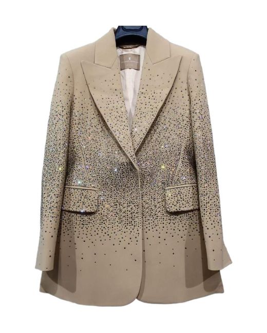 Ermanno Scervino Natural Crystal-Embellished Single-Breasted Blazer
