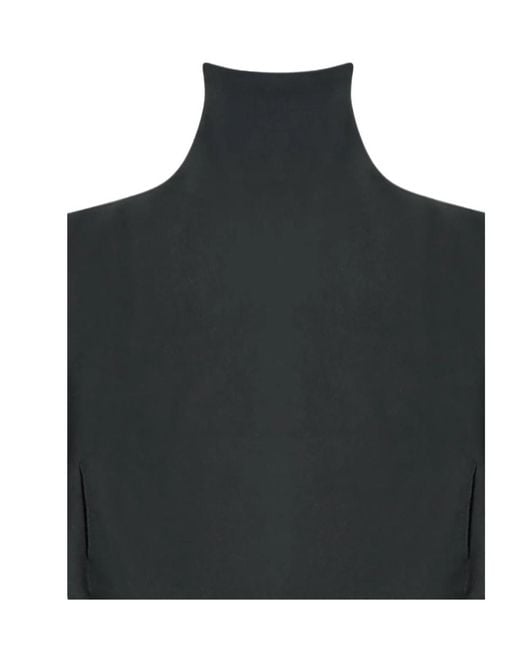 The Row Black Funnel-Neck Short-Sleeve Top