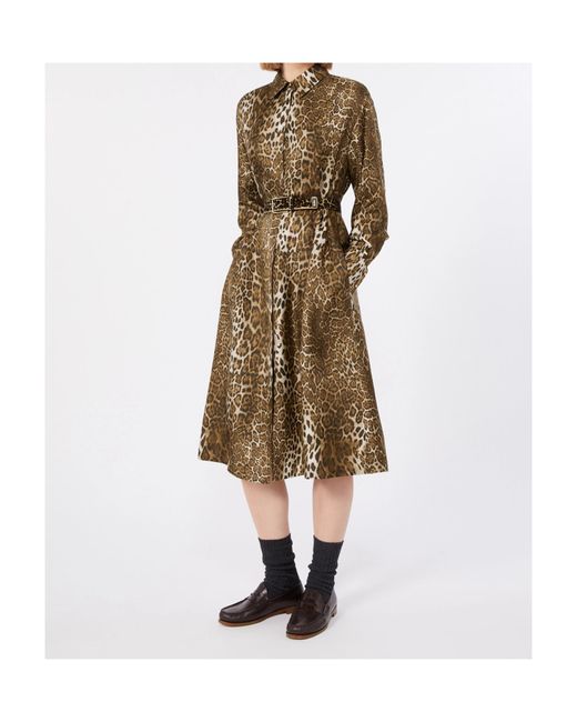 Max Mara Natural Printed Silk Shirt Dress