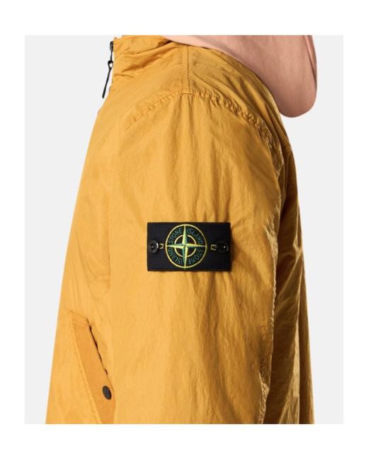 Stone Island Yellow Logo Patch Zip-Up Bomber Jacket for men
