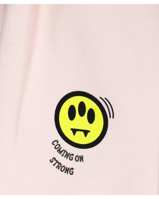 Barrow Pink Logo Printed Pleated Shorts