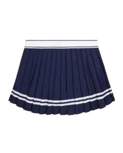 Sporty & Rich Blue Pleated Stripe Mini Skirt