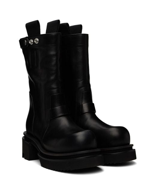 Rick Owens Black Platform Leather Boots