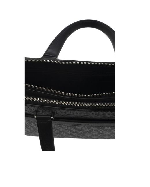 Ferragamo Black Logo Leather Briefcase for men