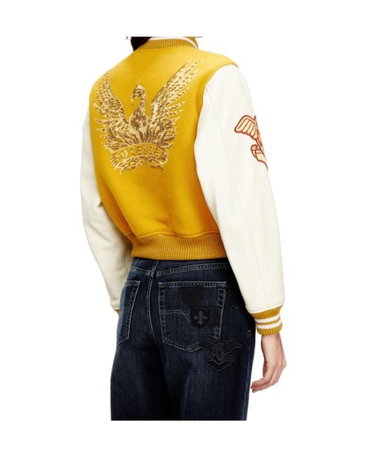 DIESEL Yellow L-Real-Cp Cropped Varsity Jacket