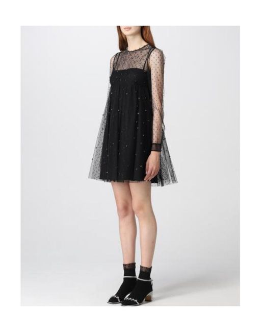 RED Valentino Black Sheer Embellished Dress