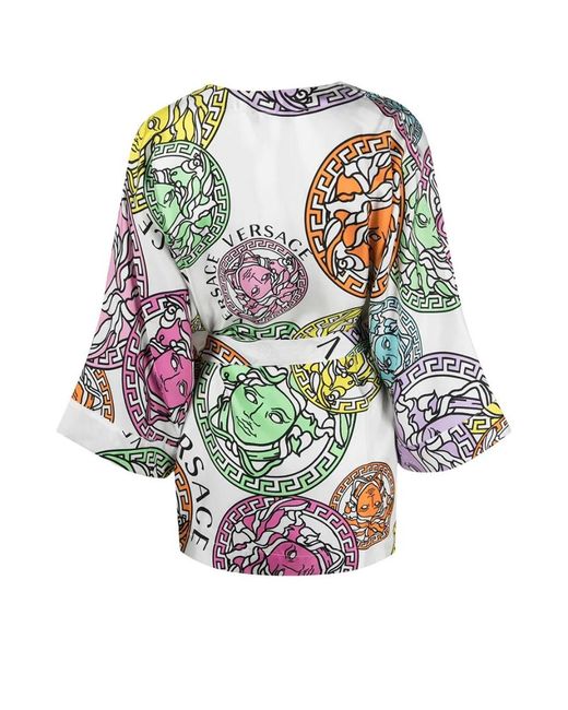 Versace Multicolor Medusa Head Silk Robe for men