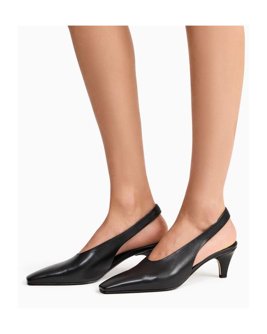 Giorgio Armani Blue Decollete Shoe Leather Lining And Leather Sole