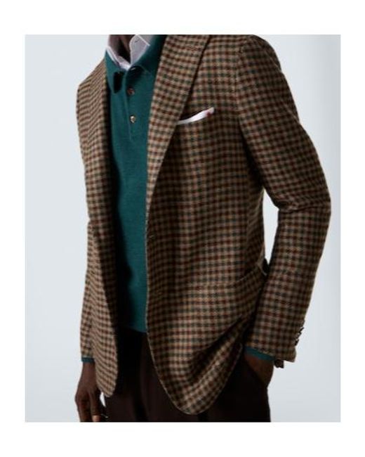 Kiton Brown Checked Wool, Silk, And Linen Blazer for men