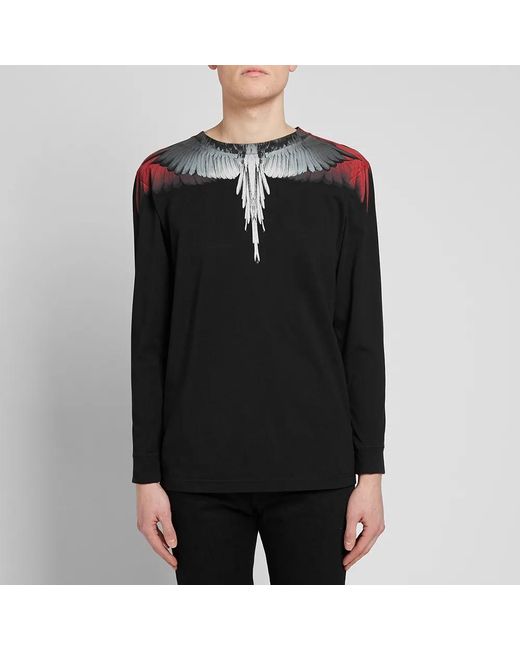 Marcelo Burlon Black Printed Long-Sleeved T-Shirt for men