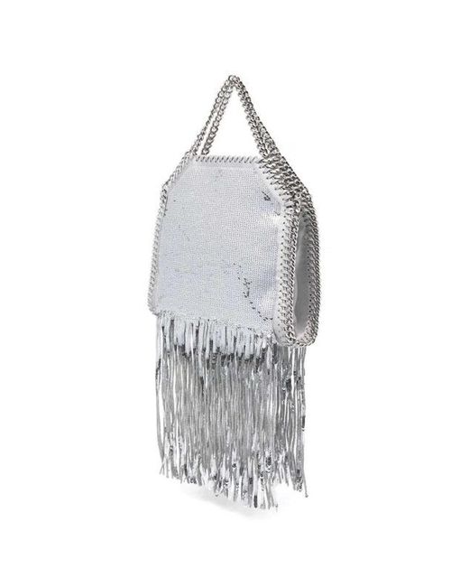 Stella McCartney Gray Mini Falabella Fringed Tote Bag